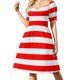 thumbnail image 2 of Vestido de manga corta con rayas horizontales rojas y blancas, vestidos de mujer para mujer , vestidos de mujer, vestidos de verano para mujer , vestido, 2 of 7