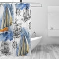 thumbnail image 3 of Nautical Shower Curtain Sailboat Rudder Bathroom Shower Curtain Ocean Sea Theme Bath Decor Fabric Waterproof Shower Curtains Set 72 x 72 Inch, 3 of 6