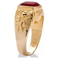 thumbnail image 3 of PalmBeach Jewelry Men's Emerald-Cut Simulated Ruby Nugget-Style Ring 2.75 TCW Yellow Gold-Plated, 3 of 8