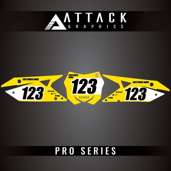 Attack Graphics Pro Series Number Plate Backgrounds for Suzuki RMZ250 2025