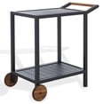 thumbnail image 6 of Safavieh Couture Tonga Aluminum Outdoor Bar Cart, Black/Natural, 6 of 14