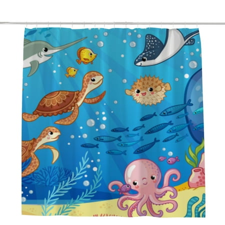 Hidove Bath Shower Curtain  Undersea World Shower Curtain Set with 12 Shower Curtain Hooks  Bathroom Shower Curtain-60x72in