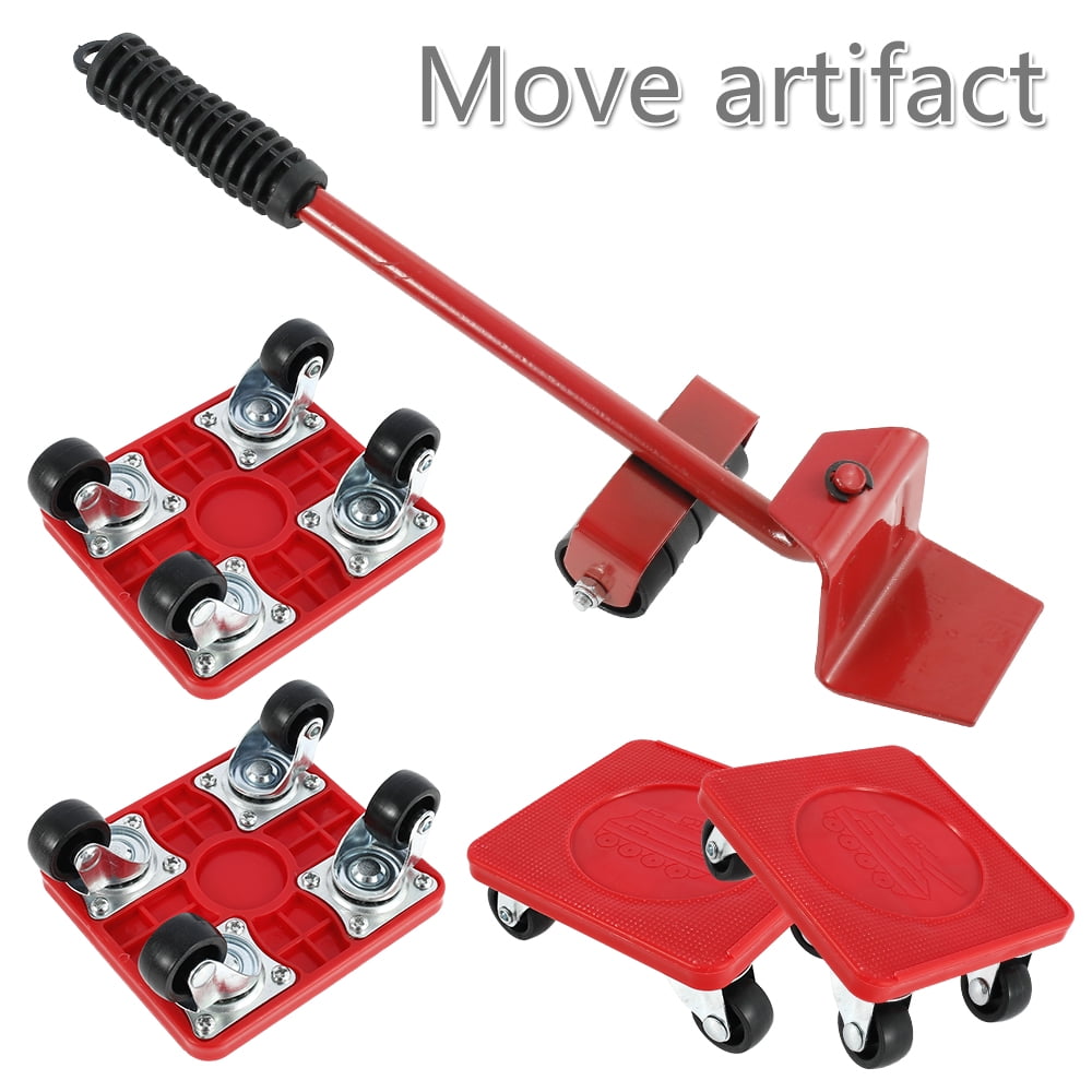 1Set/5pcs Heavy Furniture Shifter Mover Tool Lifter Wheels Moving Kit with Stick 