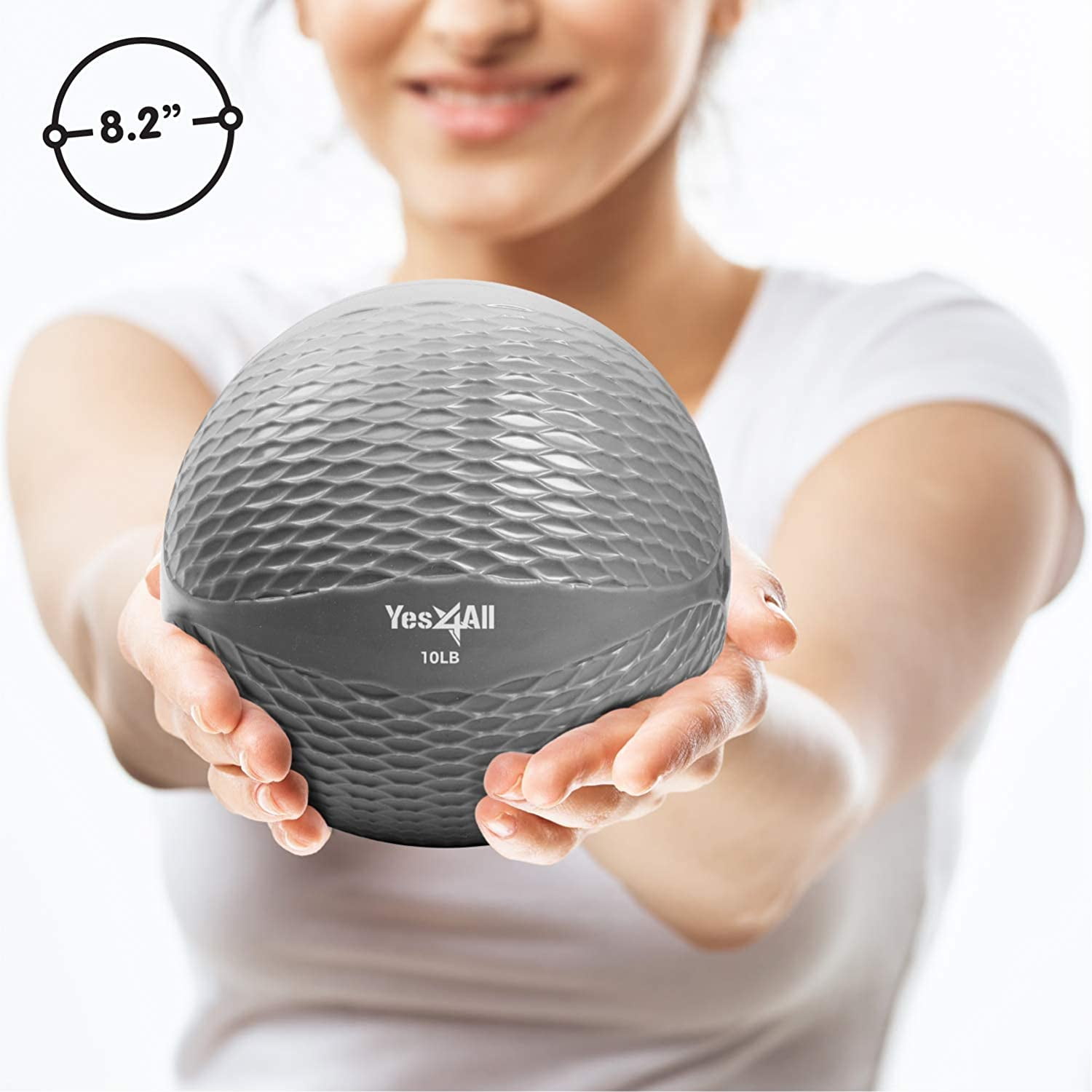 Yes4All 10lbs Soft Weighted Toning Ball Diamond Knurl Grey