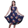 thumbnail image 1 of Bimba Blue Peony & Anemone Floral Women Printed Knee Length Sleeveless Shift Summer Dress-Small, 1 of 1