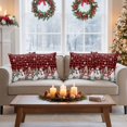 thumbnail image 5 of Outdoor Pillow Covers Waterproof Pillow Cases Protector Christmas Trees Snowmen Squirrels Pillowcase Pack of 2 Red Black Plaid Throw Cushion Case for Pation Furniture,Couch,Living Room Sofa, 16x16 in, 5 of 9