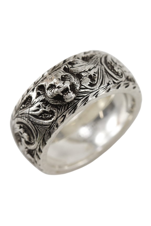 Pre-Owned Gucci Tiger Head Ring, Size 19, Sterling Silver 925, Approx. 11.2g, Men's