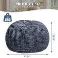 thumbnail image 3 of LinkRomat 4FT Bean Bag Chair, Striped Plush Bean Bag Chairs with Filling and Fluffy Removable Cover, Casual Comfortable Adult/Teens Lounge Chair, Sofa Chair Suitable for Living Room(Grey), 3 of 9