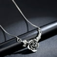 thumbnail image 3 of Lifetechs Women Necklace Vintage Floral Black Rose Stainless Old Design Neck Decoration Silver Color Smooth Edge Rose Pendant Necklace Party Jewelry, 3 of 7