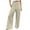 Beige, variant on EDFBUYKRS Female Women Pants Casual Business Pants for Women Petite Women's Button Elastic Waist Wide Leg Casual Straight Leg Pants Xxl