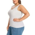 thumbnail image 4 of Plus Size Women's Built In Bra Camisole Top Breathable Comfortable Stretchy Basic Tank Vest for Everyday Wear, 4 of 8