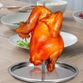 thumbnail image 3 of KAKOWELY 1pc Outdoor Camping Chicken Roasting Pan Stainless Steel Chicken Grill Rack (Cap in Random Color),8.66"X7.68"X7.68", 3 of 4