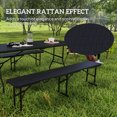 thumbnail image 4 of Outsunny 6FT 3-Piece Faux Rattan Folding Picnic Table w/ 2 Benches, Black, 4 of 10
