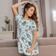 thumbnail image 3 of Hirioo Winter Wonderland Light Blue for Women’s Nightdress Comfortable Short Sleeve Nightwear Casual Sleep Dress, 3 of 6