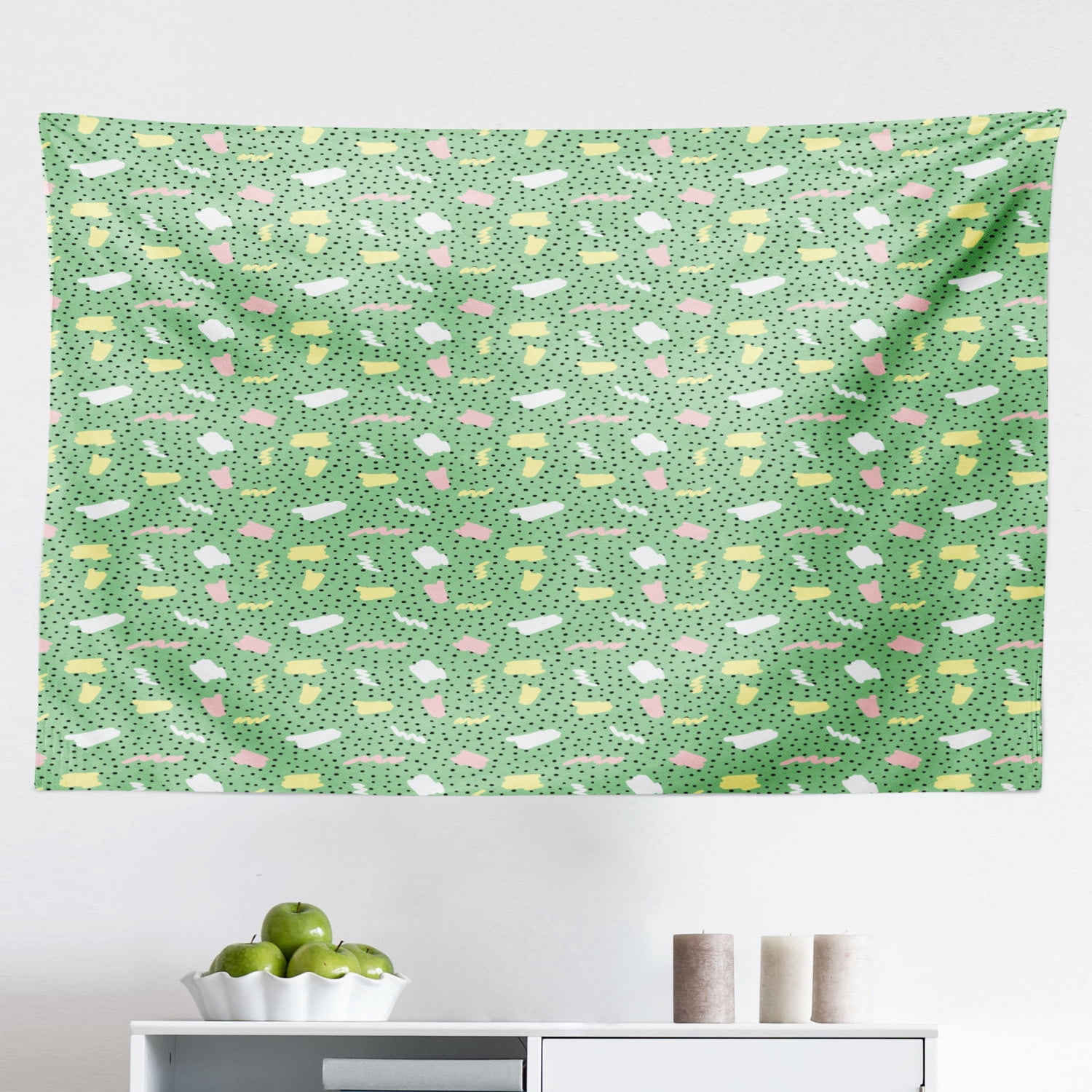 Image showcasing Polka Dots Tapestry, Abstract Circles Motif Geometric Oval Shaped ...
