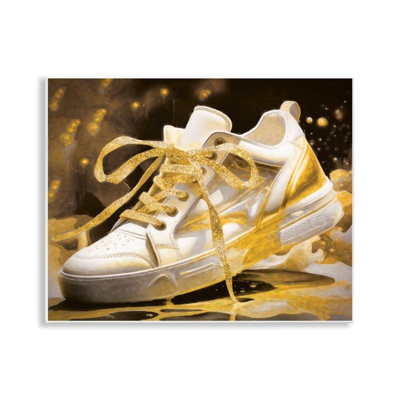 Stupell Industries Splashy Gold Sneaker Wall Plaque Art, design by Grotto Studios