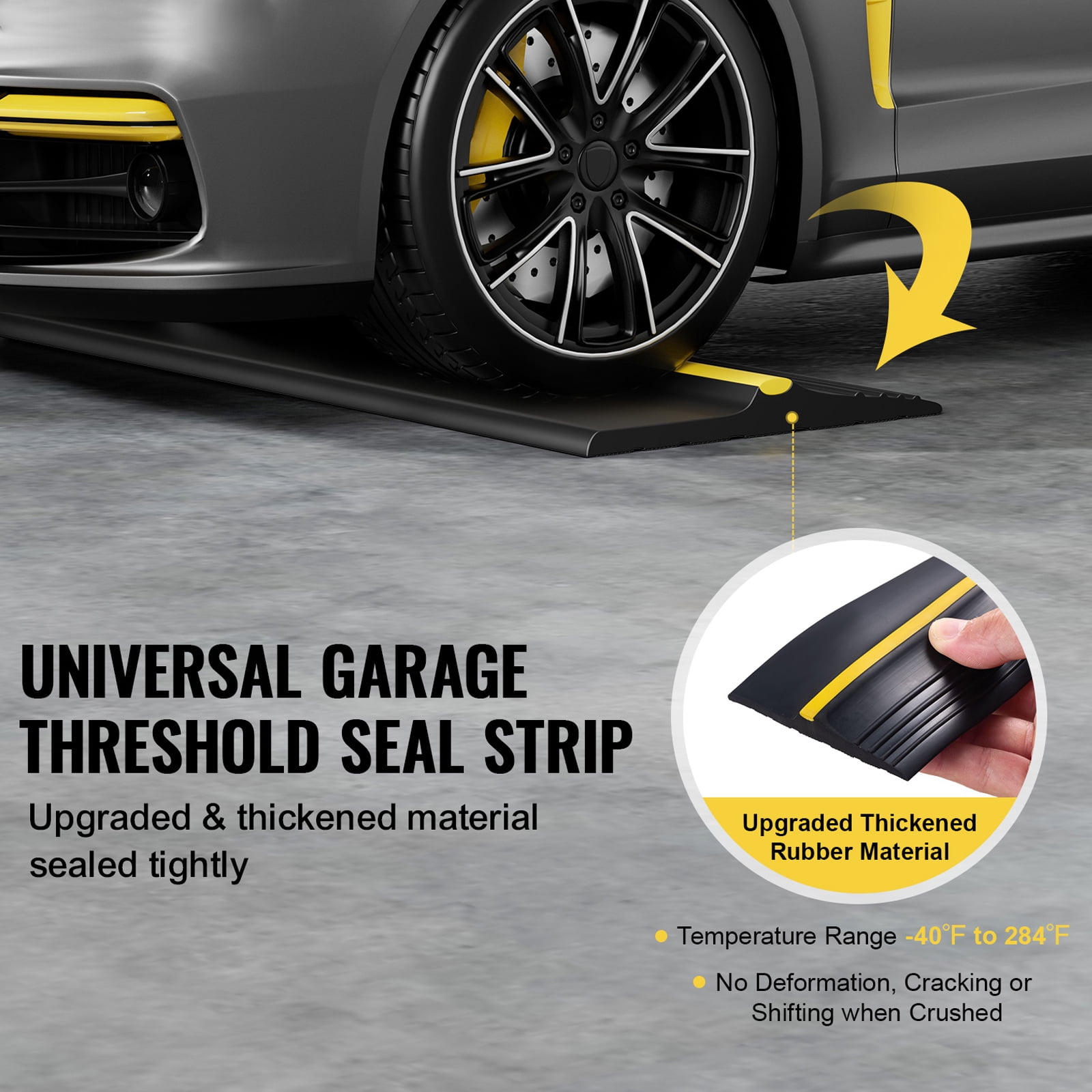KFFKFF Garage Door Seal Barrier, 10 FT Standard Garage Door Ground Seal Strip with Glue, Garage Door Lower Climate Control Strip, Enhanced Durable PVC DIY Weather Insulation Substitute, Black