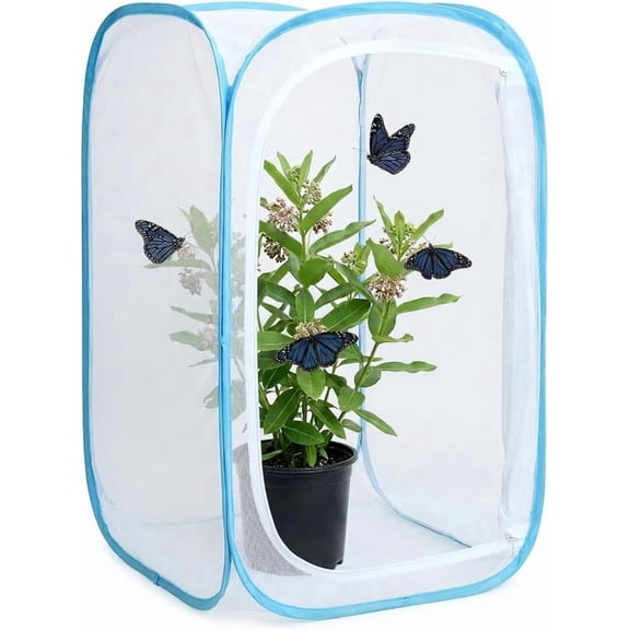 Pop‑Up Insect & Butterfly Habitat Cage, 24 Inch Tall Portable Mesh Terrarium Enclosure for Caterpillars, Bug Observation for Classroom and Outdoor Use