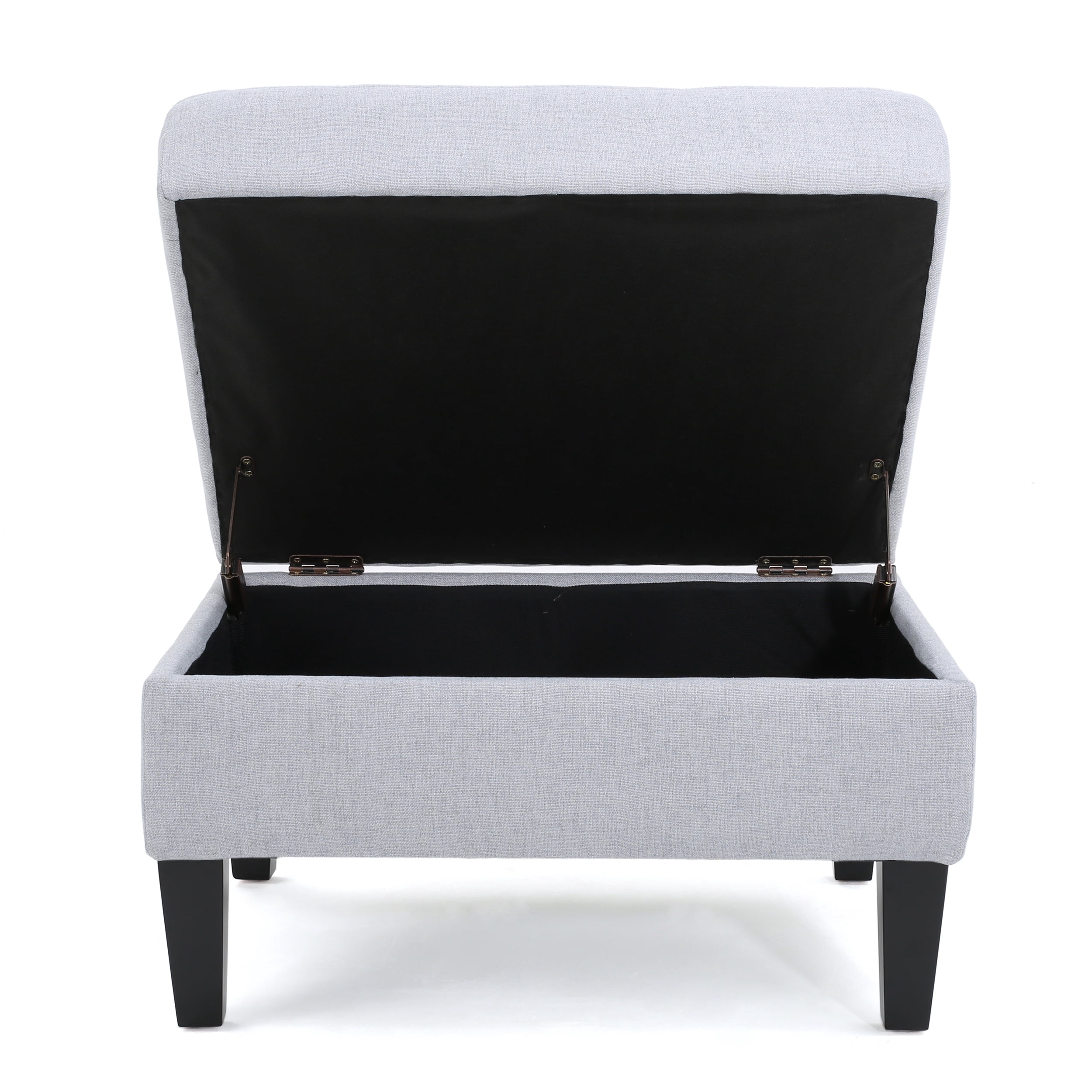Noble House Sofija Fabric Storage Ottoman, Light Grey