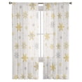 thumbnail image 2 of Christmas Semi Sheer Curtains 84 Inch Length 2 Panels Set, Yellow Grey Winter Snowflake Rustic Sheer Kitchen Curtain Privacy Voile Window Curtain for Living Room Bedroom Rod Pocket Drapes, 2 of 7