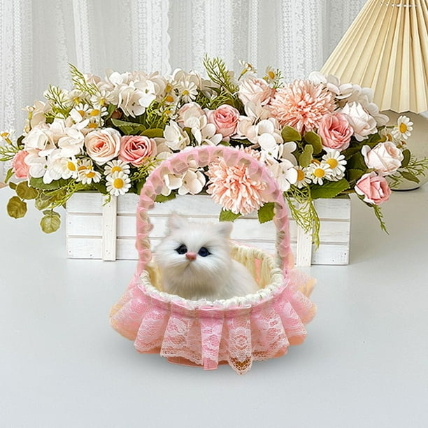 Cyber of Monday Deals Black of Friday Deals kkbbma Toys under $5 Gato en canasta de flores juguete muñeca encantadora gato con flores de canasta, regalo de juguete para niños niñas para niños