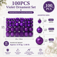 thumbnail image 5 of 100pcs Shatterproof Christmas Balls - Plastic Ornaments for Christmas Tree Decoration, Party Festivities, Purple, 5 of 9