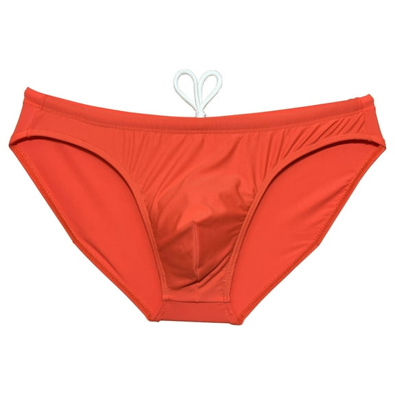 Botmois Men's Swim Hipster Briefs with Lining Drawstring Bathing Suits Swimwear Mini Bikini Surf Trunks Soft Breathable Tankini Underwear Quick-dry Tangas Orange M