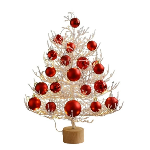Mini Christmas Tree, Desktop Christmas Tree, 45CM Multicolor Dead Branch Christmas Tree with Colorful Balls, Artificial PE PVC Branches, Wooden Stake Base, Holiday Decoration for Home and Office