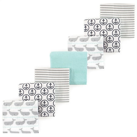 Luvable Friends Hudson Baby Flannel Receiving Blankets 7pk, Ocean Whale