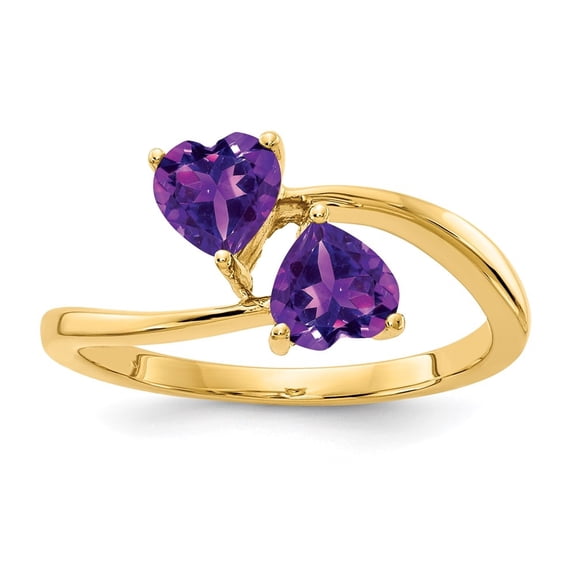 Diamond2Deal 14K Yellow Gold 5mm Heart Amethyst Ring for Women Size-6
