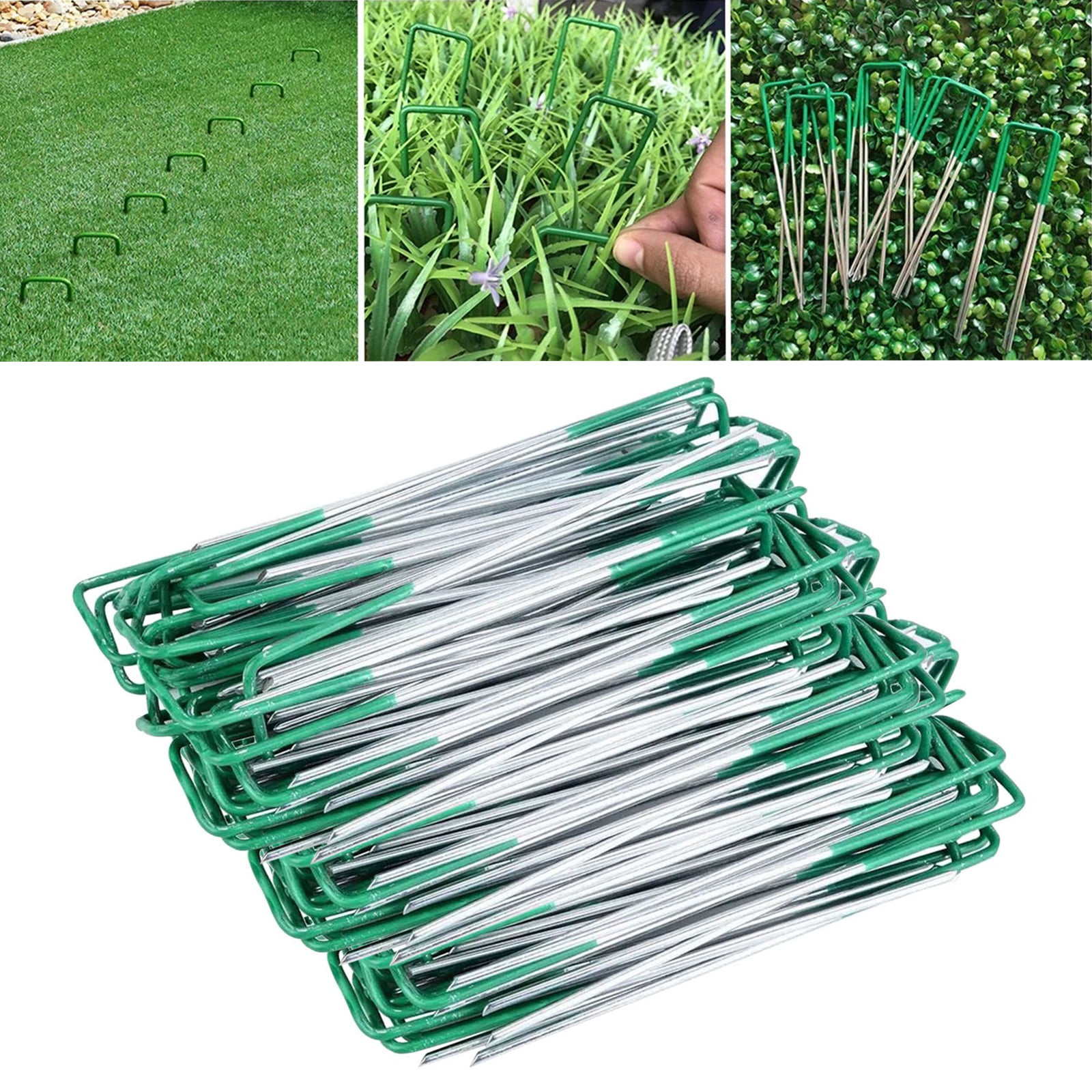Green topped Artificial Grass Turf U Pins Metal Galvanised Pegs Staples BULK 