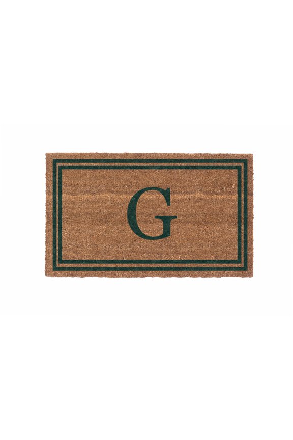 CocoMatsNMore Monogram (J) Vinyl Backed Green Double Border Doormats 38" x 60"