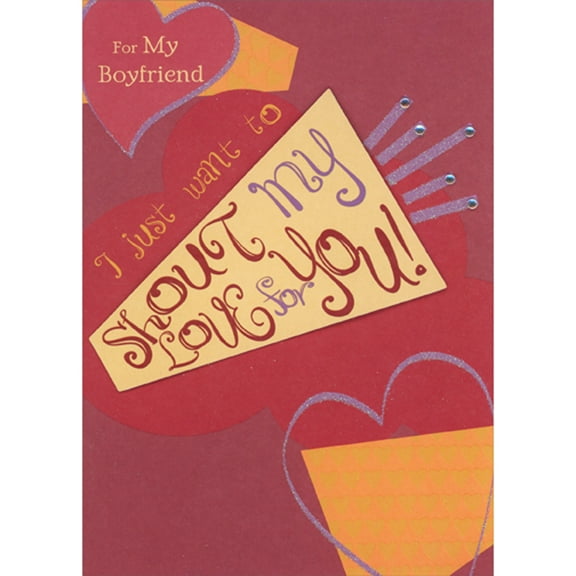 Designer Greetings Shout My Love for You 3D Tip On Megaphone Hand Decorated Valentine's Day Card for Boyfriend