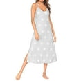 thumbnail image 3 of CHOK Nuisette Longue Sans Manches à Bretelles Spaghetti Col en U pour Femmes, Ourlet Fendu, Chemise de Nuit Décontractée, 3 of 8