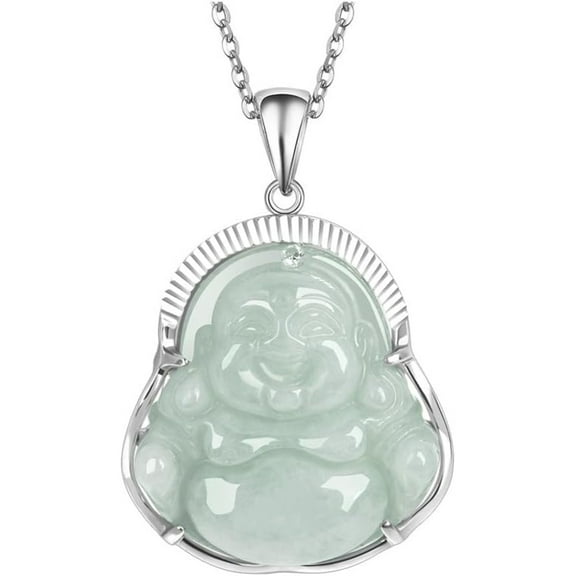 Elegant Natural Jade Necklace with Laughing Buddha Maitreya Pendant - A Symbol of Prosperity & Contentment - The Perfect Accessory for Spiritual Connection