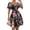 Black, variant on HAJWOH Summer Dresses for Women Vacation Smocked Square Neck Floral Mini Dress Short Sleeve Ruffle Peasant Sundress