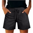 thumbnail image 3 of Womens Shorts 2026 Comfy Summer Drawstring High Waist Cotton Shorts with Pockets for Women Trendy by Yigetop Black S, 3 of 7