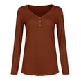 thumbnail image 5 of Women's V-Neck Long Sleeve Buttoned Top Shirts, 5 of 8