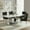 1 Table and 4 Black Chairs Silver Legs, variant on Sumdeal 7-Piece Dining Set, 70 in White Faux Marble Dining Table with 6 Blue Velvet Chairs, Silver Legs