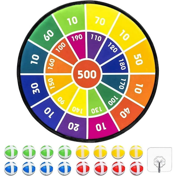 Rirool Kids Dartboard Set - Safe Board with 16 Sticky Plastic Balls - 28.3 Inches - Fun Family Party Game Gift