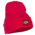 thumbnail image 4 of Green Eye Embroidered Long Beanie - Magenta OSFM, 4 of 5