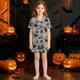 thumbnail image 2 of Bobifish Toddler Girls Sets Halloween Themed Print Short Sleeves Open Front Shirt &Cropped Pants Children Girls Home Clothes, 2 of 3