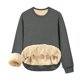 thumbnail image 1 of Qucoqpe - Camiseta de manga larga con cuello redondo para mujer, sudadera cálida de invierno con forro polar, blusa informal de color liso, blusa gris oscuro L, 1 of 8