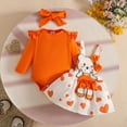 thumbnail image 2 of Baby Girl Summer Outfits Set Top Love Print Bow Bear Embroidered Strap Skirt Girls Set Hair Band 3 6 9 12 Months Newborn Baby Clothes For Girls, 2 of 6