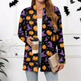 thumbnail image 2 of WTOBBY Women's Halloween Print Lightweight Open Front Cardigan Sweater Long Sleeve Casual Loose Thin Knit With Pockets Fall Batwing Cover Up Outerwear,Dark Purple L, 2 of 6
