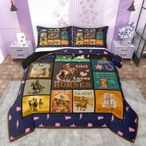 Castle Fairy Western Cowgirl Cowboy Bedding Comforter Set 2pcs for Adults Boys Girls,Geometric Plaid Grid Twin Comforter Sets Microfiber,Exotic Style Vintage Aesthetic Breathable Bedding Set