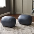 thumbnail image 6 of 23" Wide Faux Leather Upholstered Ottoman Set of 2, Mid-Century Modern Living Room Footrest with Soft Padded Seat, Footstool for Bedroom, Entryway or Living Room, Navy, 6 of 10