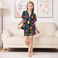thumbnail image 3 of Silky Satin Kids' Pajama Set Breathable & Smooth Unisex Button-Down Pajamas Cartoon Variety Of Fruits, 3 of 8