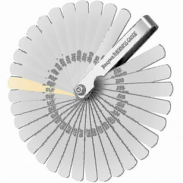 Stainless Steel Feeler Gauge Set, 32 Blades with Metric/Imperial Markings for Gap Measurement in Engines, Spark Plugs, and Valves