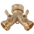 thumbnail image 1 of 3/4 Inch Brass 2 Way Valve Splitter Hose Pipe Tap Connectors for Garden Irrigation, 1 of 5
